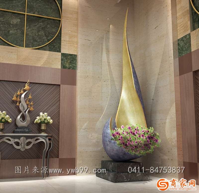 金贝螺钿花器-酒店艺术雕塑摆件-艺万贝